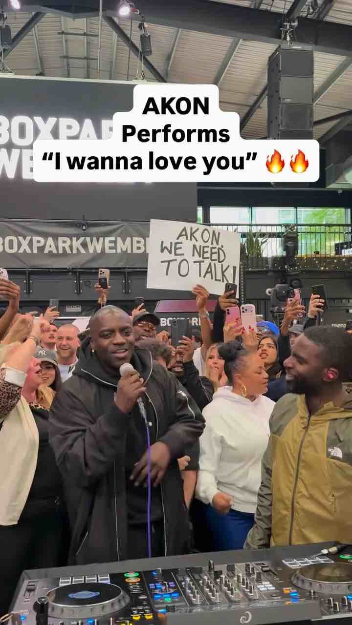 Akon performs I Wanna Love You on @DJAGOnline’s program outside in London